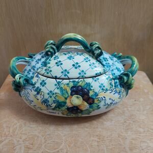 Giuseppe Calonaci (b1931) Signed Hand Sculpted & Painted Majolica Vessel (c1960)